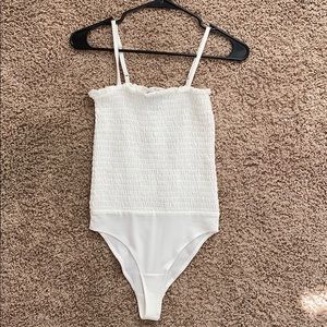 Forever 21 ruched white bodysuit